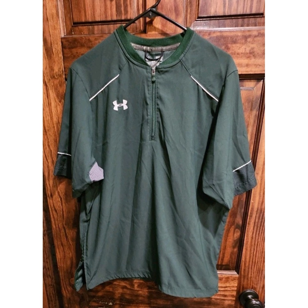 Under Armour Mens Windbreaker Quarter Zip Shacket Green Loose Fit Small